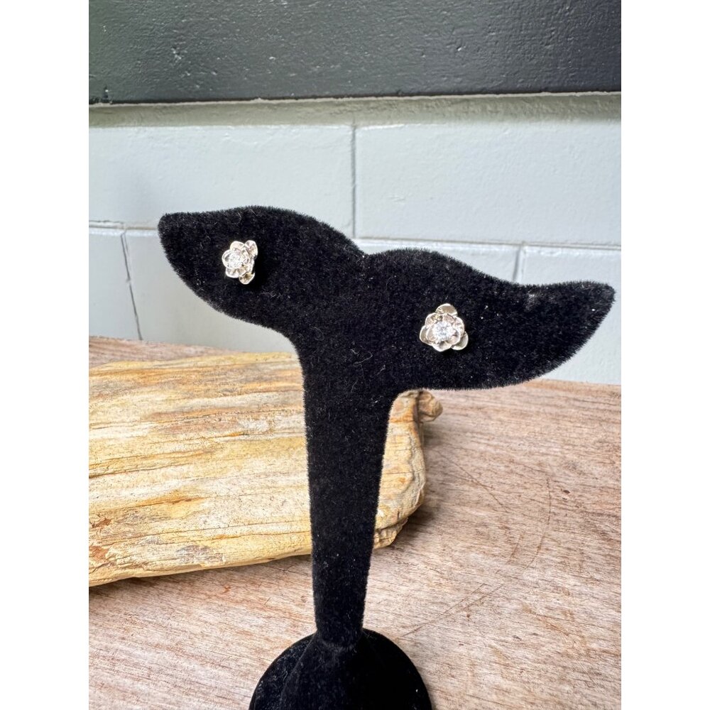 Vintage Sterling Silver And Crystal Stud Earrings - Picture 2 of 6